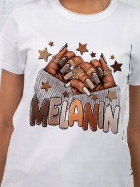 Melanin Graphic Tee - White with Brown & Tan Accents